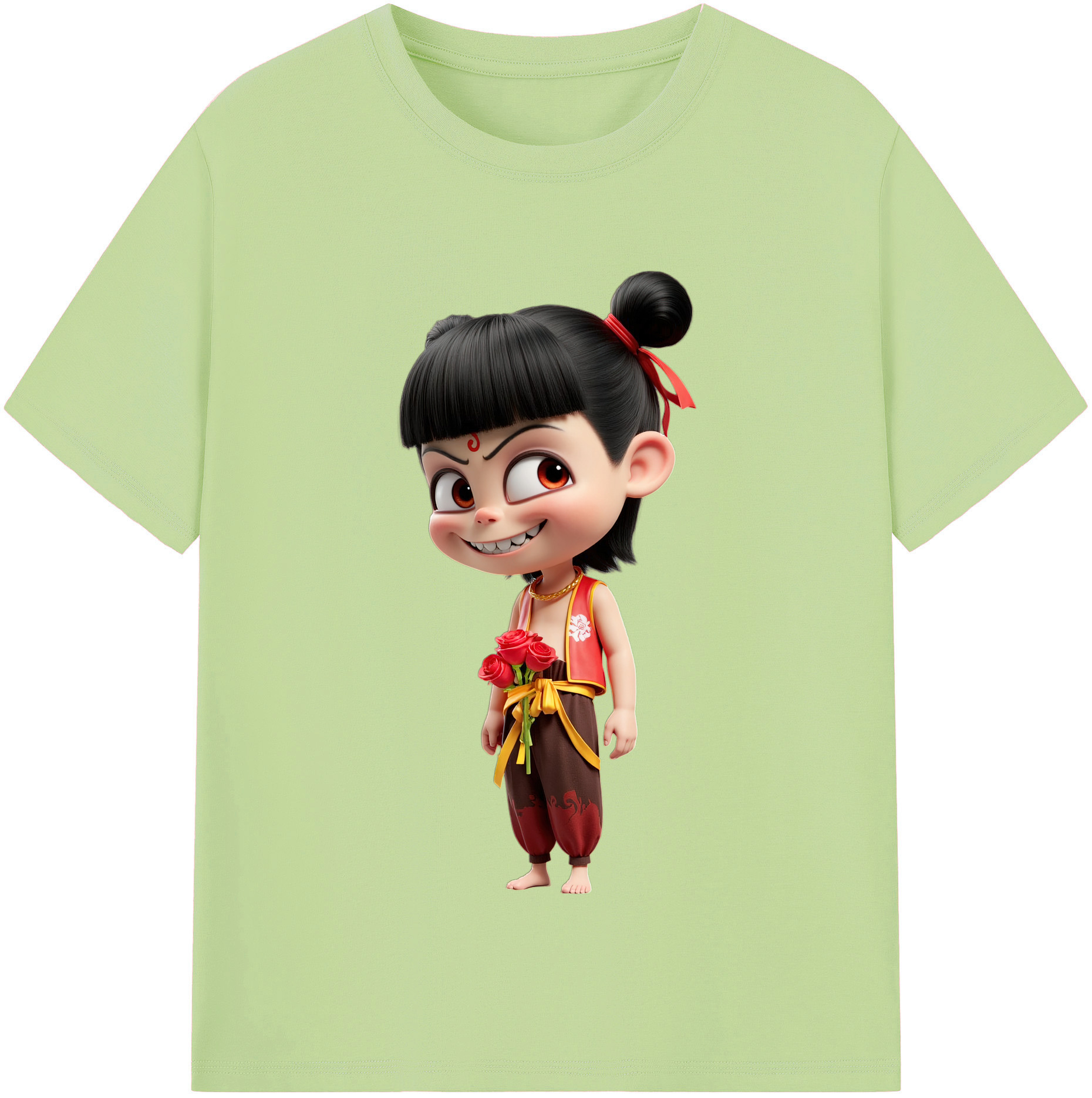 （画像用） Ne Zha 2 ナタ 魔童の大暴れ 綿100％半袖Tシャツ（フロントプリント）